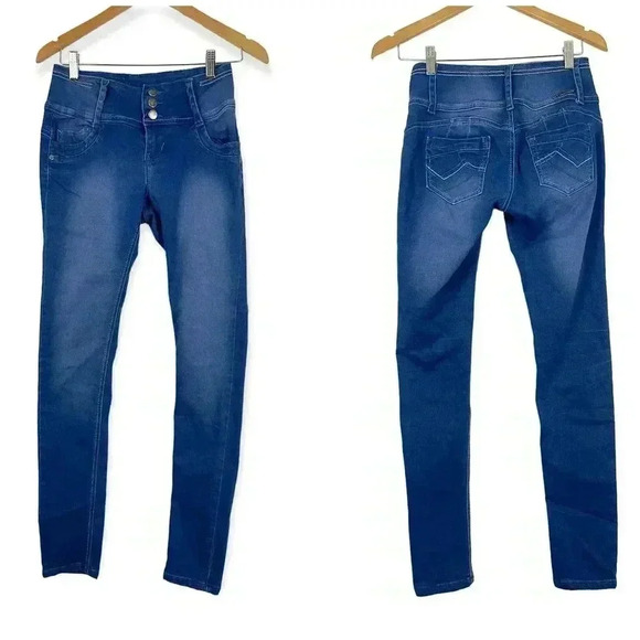 At Seven Blue Stretch Skinny Jeans Sz 5 Jeggings Junior - Picture 1 of 11